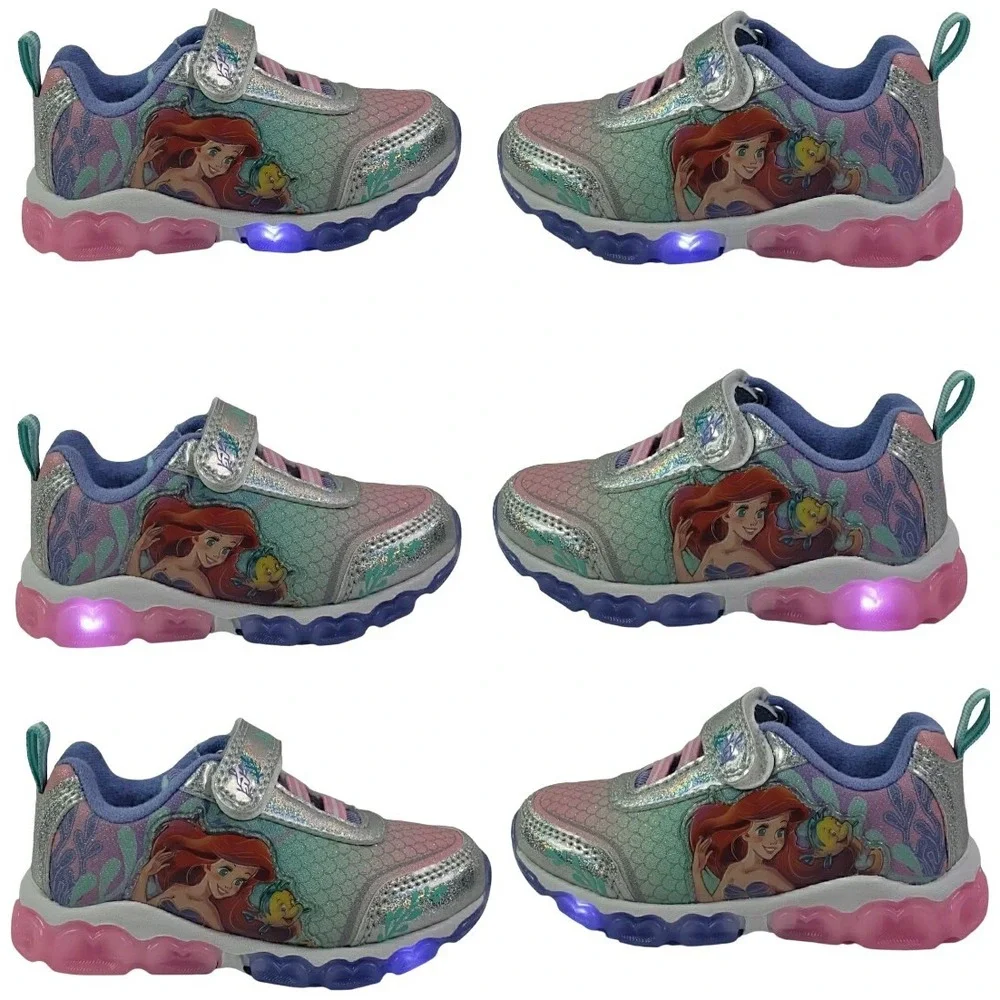 Disney Girls' Mermaid Shoes - Laceless LED Light Up Shoes Pink Size 6 (15cm) New